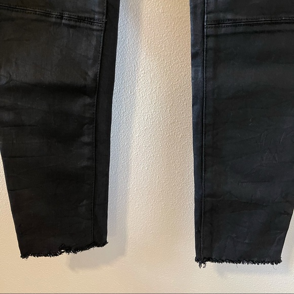 DL1961 Haven Coated Black Asphalt Leggings Raw Hem Side Zipper-28 - Picture 6 of 15